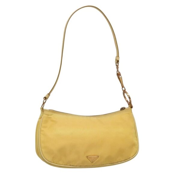 PRADA Shoulder Bag Nylon Yellow Gold Auth 137446 - Picture 1 of 16